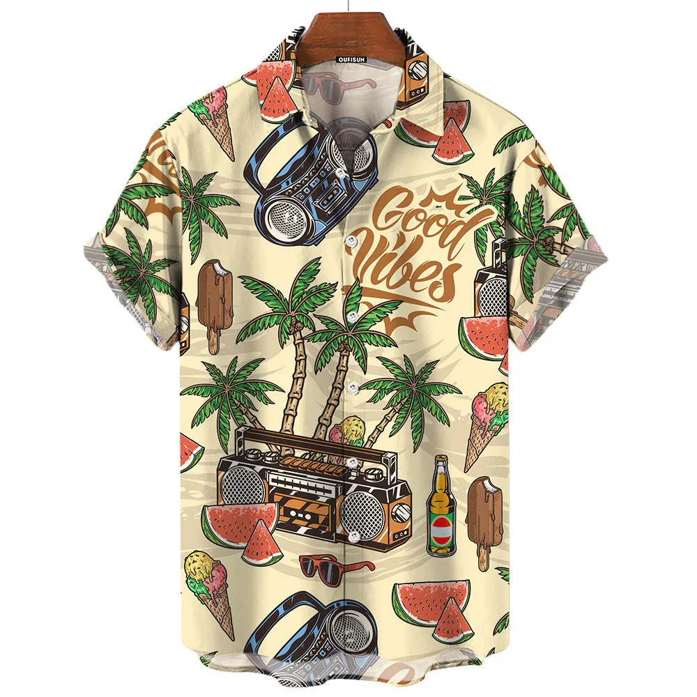 Vintage Hawaiian Floral Shirt - Chemise hawaïenne rétro pour hommes, manches