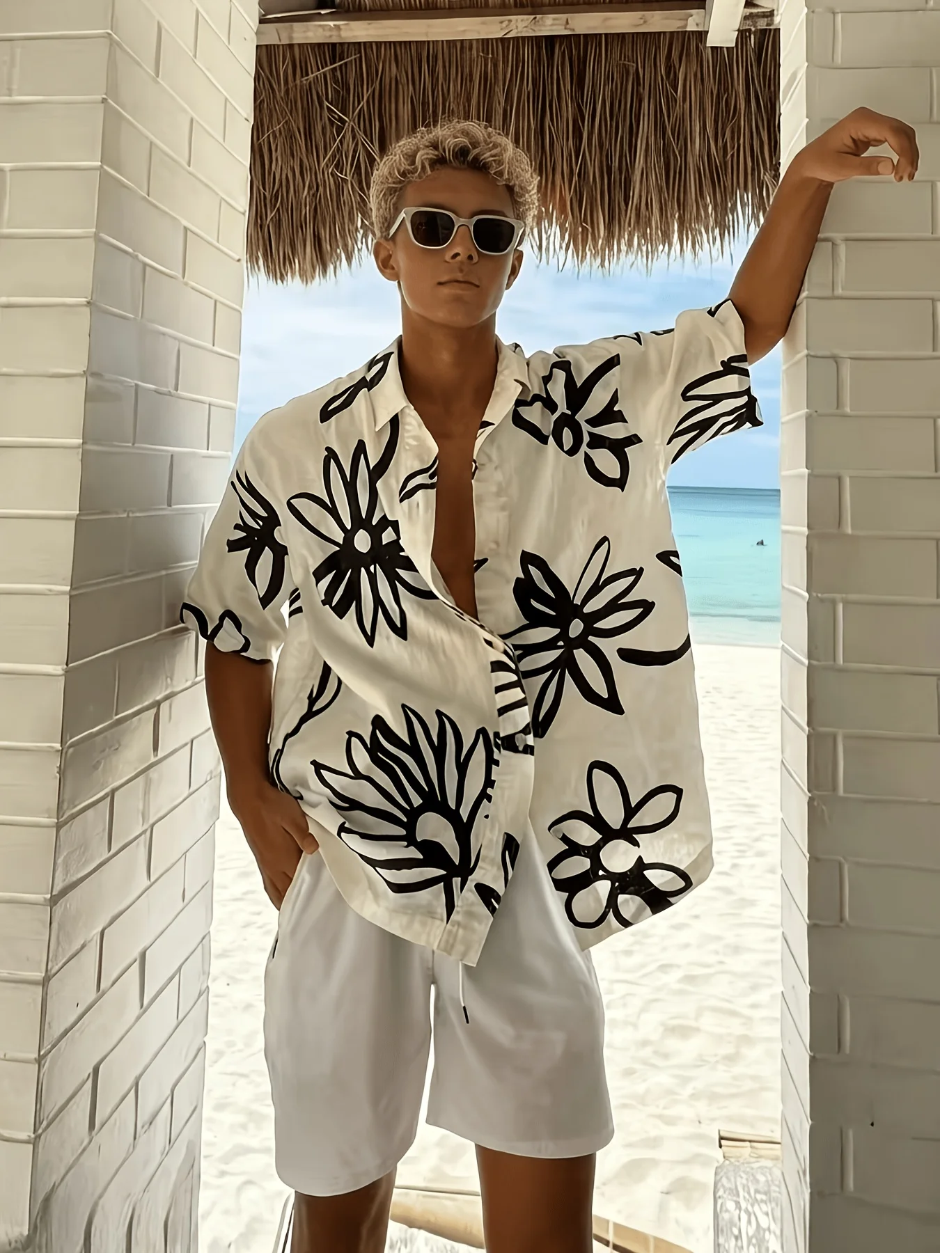 Vintage Hawaiian Floral Shirt - Chemise hawaïenne Aloha surdimensionnée pour homme,