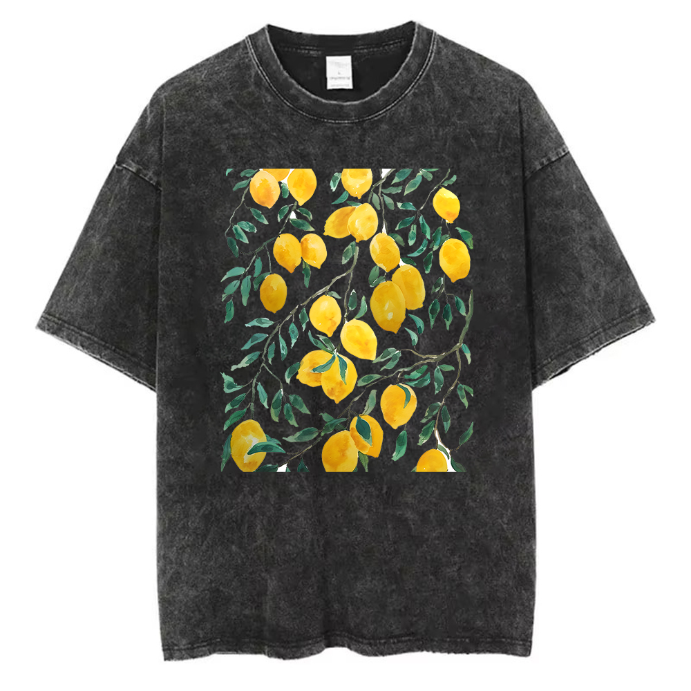 Acid Wash Vintage Graphic T Shirt - T-shirt vintage en coton délavé pour