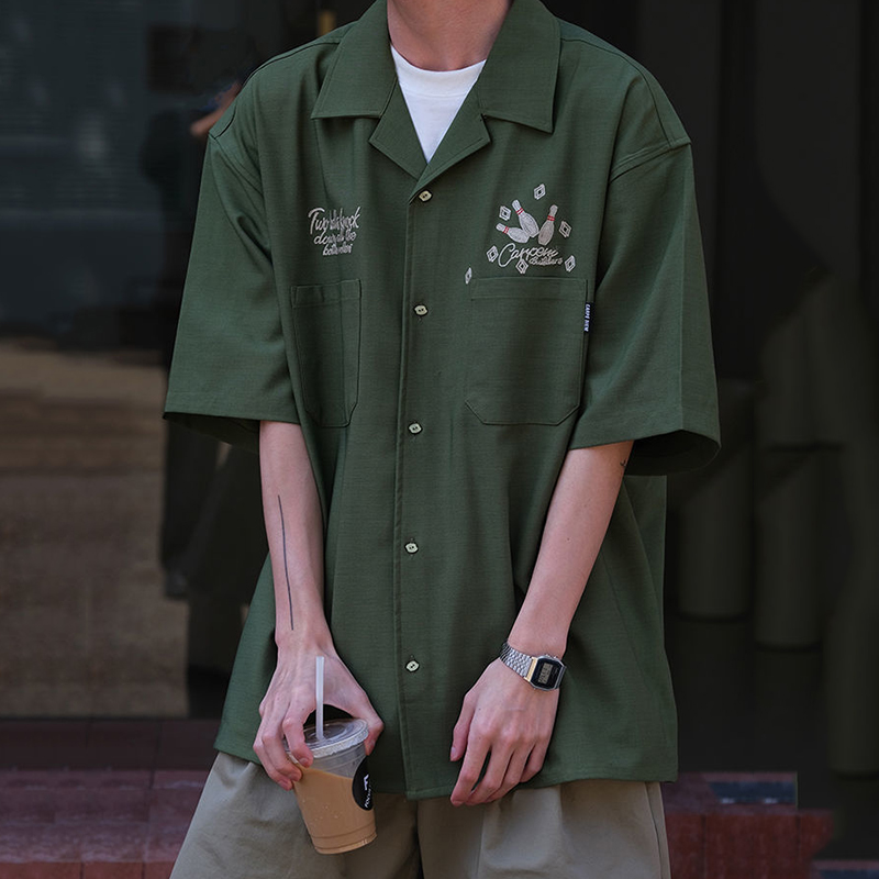 Short Sleeve Bowling Shirt Retro - Chemise à Manches Courtes pour Homme