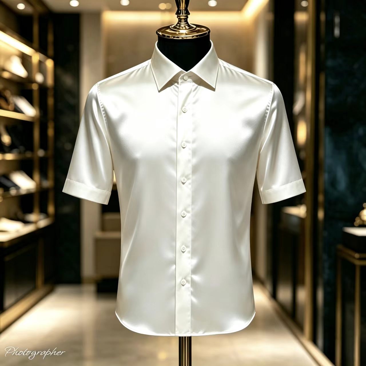 Men's Solid Color Satin Short- - Mens Satin Silk Dress Shirt avis et prix