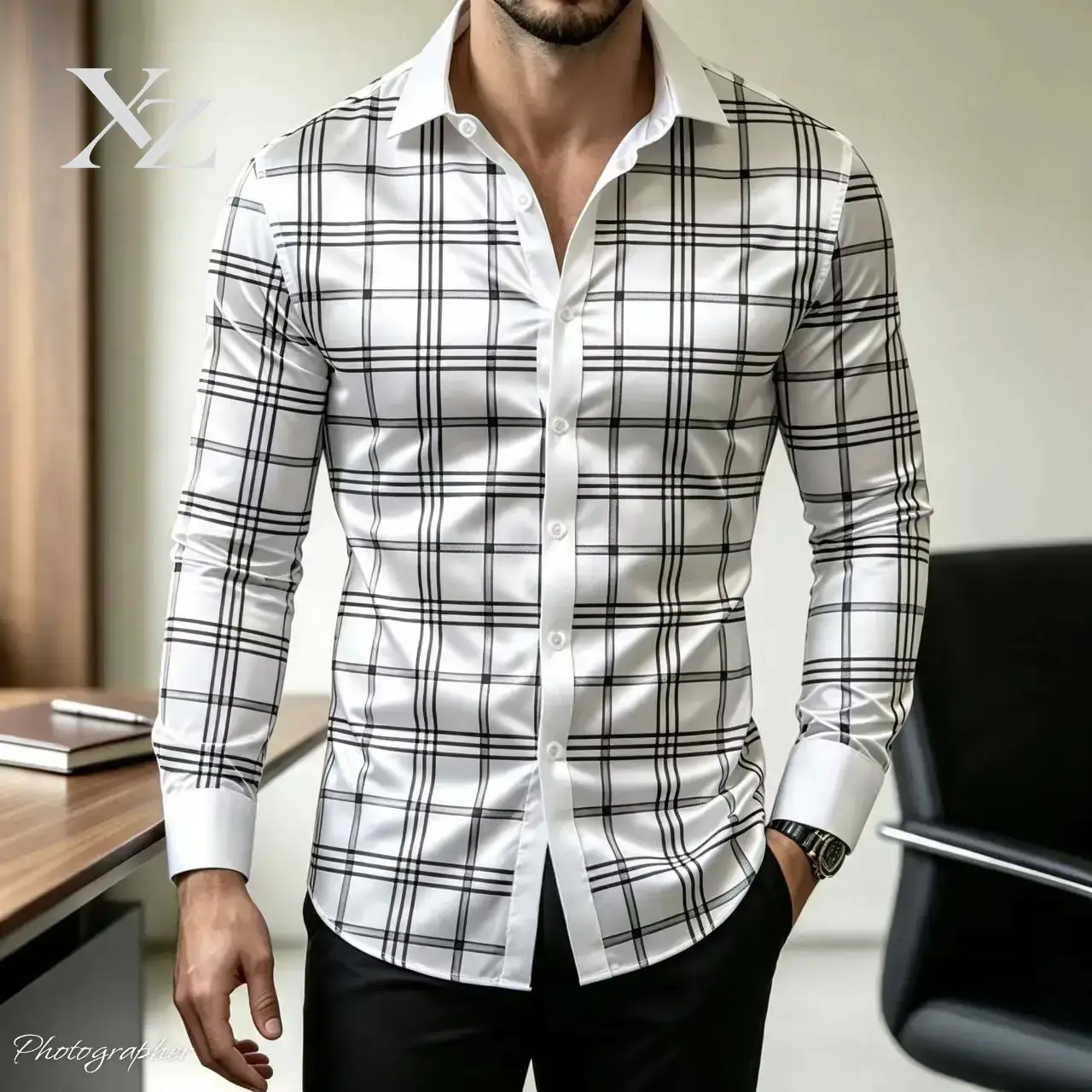 Chemise habillée à carreaux po - Mens Satin Silk Dress Shirt avis et prix