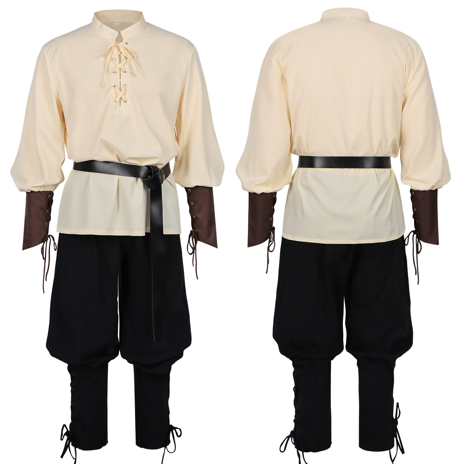 Costume de pirate d'Halloween  - Medieval Gothic Lace Up Pirate Shirt avis et prix